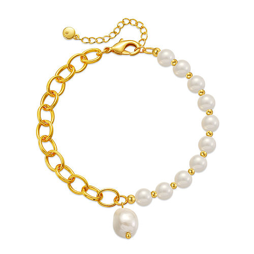 Sweet Water Droplets Imitation Pearl Copper Plating 18K Gold Plated Bracelets