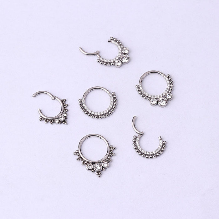 Bijoux en gros de mode en acier inoxydable incrusté de Zircon anneau fermé bijoux