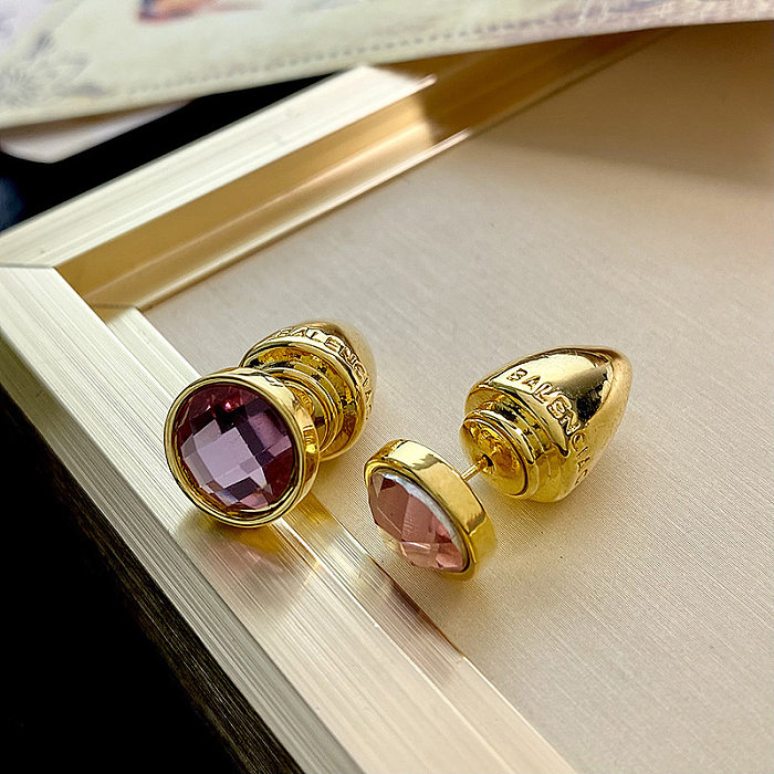 1 Pair Simple Style Round Inlay Copper Zircon Ear Studs