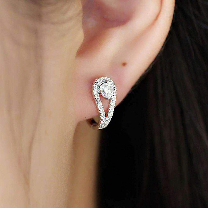 1 Pair Cute Water Droplets Inlay Copper Artificial Gemstones Earrings