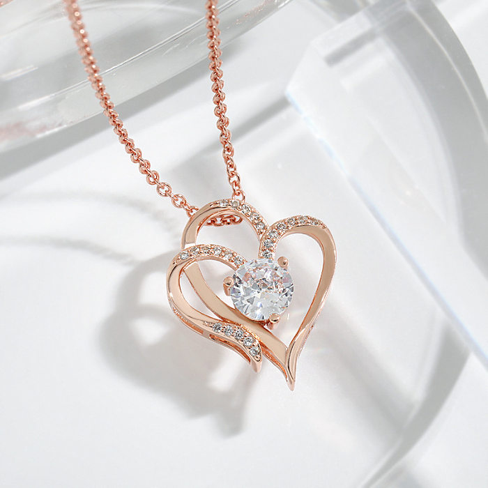Sweet Heart Shape Copper Artificial Gemstones Necklace In Bulk