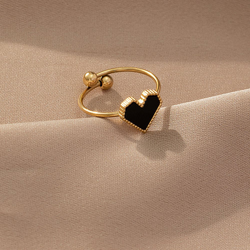 Atacado estilo vintage estilo francês estilo romano formato de coração anéis abertos de aço titânio