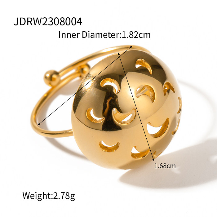 IG Style كاجوال على شكل قلب دائري من الفولاذ المقاوم للصدأ مطلي بحلقات مطلية بالذهب عيار 18 قيراط