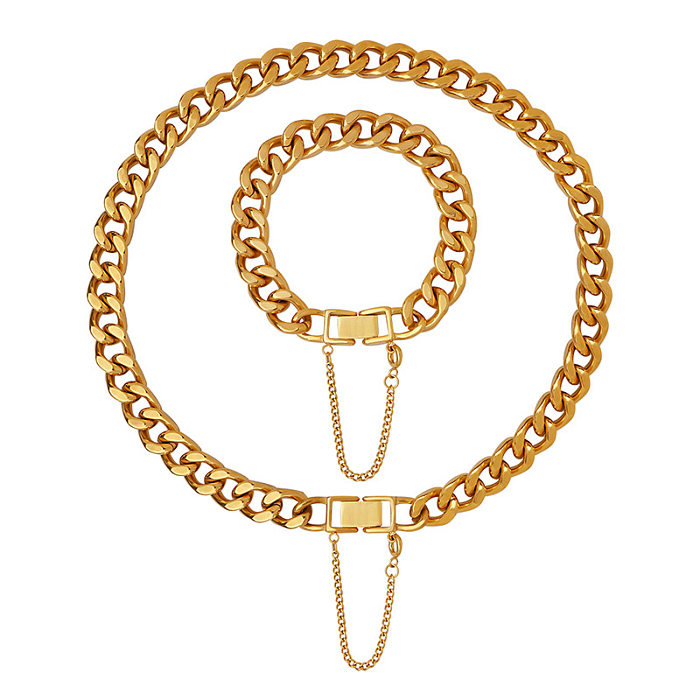 Mode geometrische Titan Stahl Beschichtung Damen Armbänder Halskette