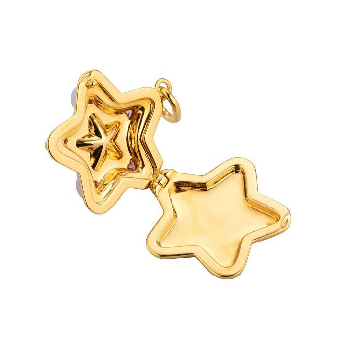 Schlichter Stil Commute Star Kupfer-Emaille-Beschichtung Inlay Zirkon 18 Karat vergoldete Anhänger-Halskette