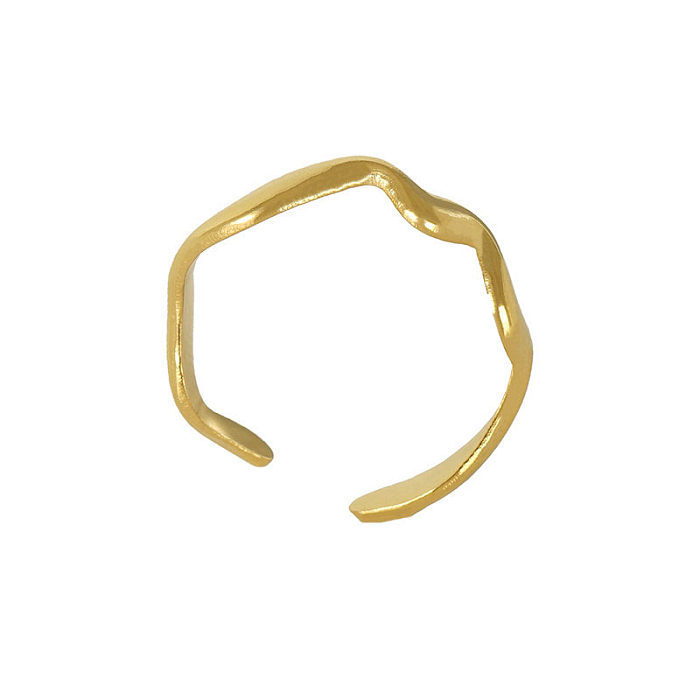 Simple Style Waves Stainless Steel Plating 18K Gold Plated Open Ring