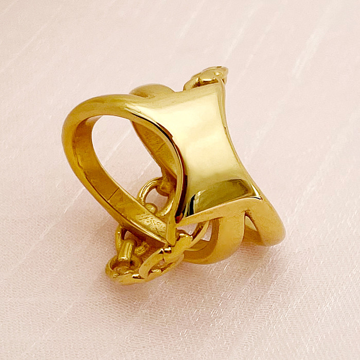 Classic Style Streetwear Geometric Stainless Steel Plating Gold Plated Rings