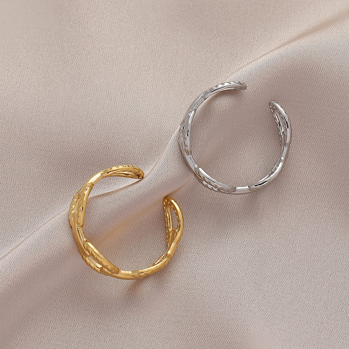 Einfacher Stil Ketten Drucken Titan Stahl Offener Ring Patchwork Edelstahlringe