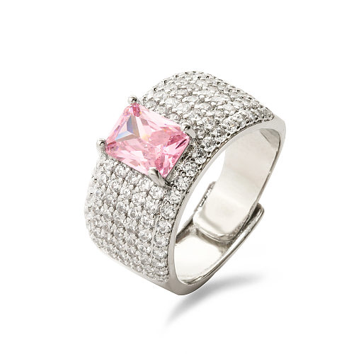 Glam Square Copper Inlay Zircon Rings