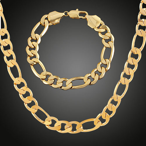 Ensemble de bijoux plaqué or 18 carats en cuivre de couleur unie de style simple Hip-Hop