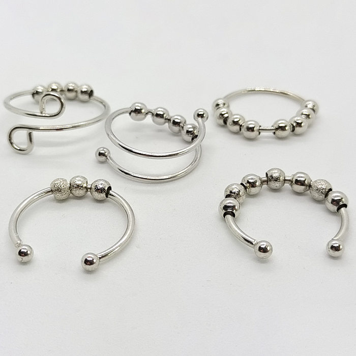 Hip-Hop Retro Solid Color Stainless Steel Polishing Rings