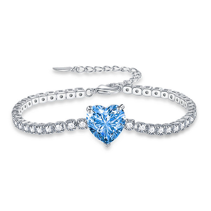 Bracelets luxueux en zircon et incrustation de cuivre en forme de cœur