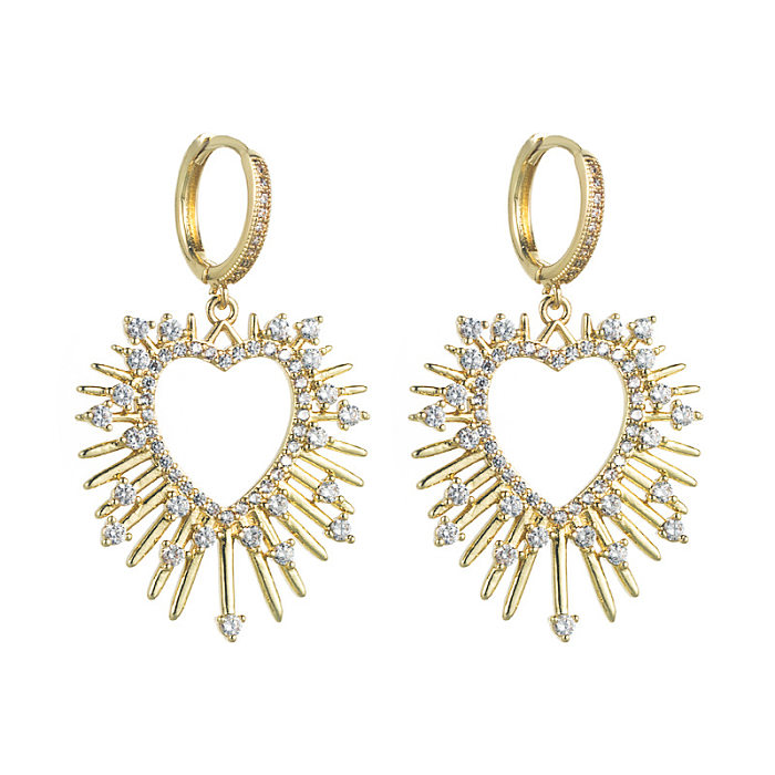 Fashion Heart Shape Alloy Earrings Zircon Copper Earrings