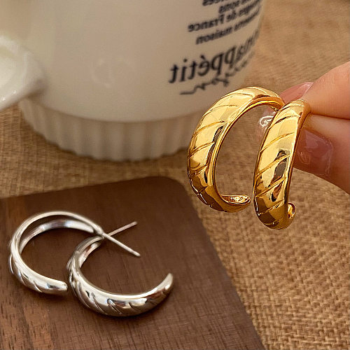 1 Pair Simple Style C Shape Plating Copper Gold Plated Ear Studs