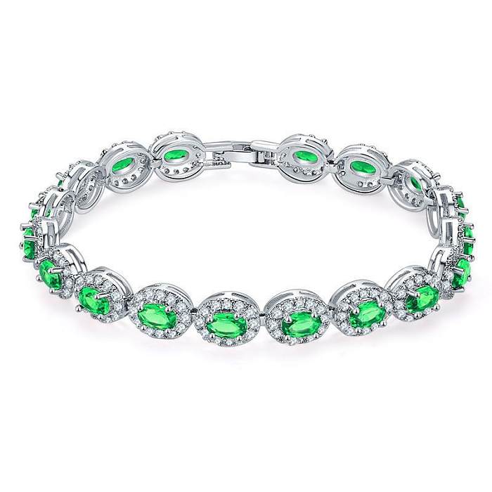 Lady Simple Style Geometric Copper Inlay Zircon Bracelets