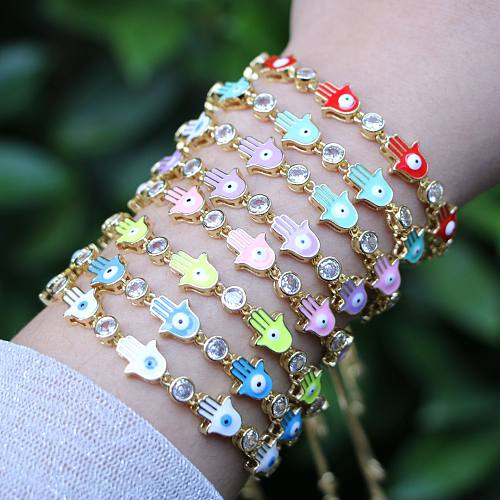 Bohemian Devil's Eye Enamel Bracelet Palm Eye Adjusting Bracelet