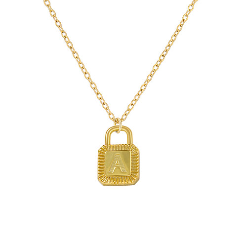 Simple Style Letter Solid Color Copper Plating Copper 18K Gold Plated Pendant Necklace