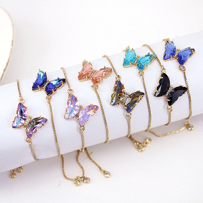 Fashion Butterfly Copper Bracelets Inlay Zircon Copper Bracelets