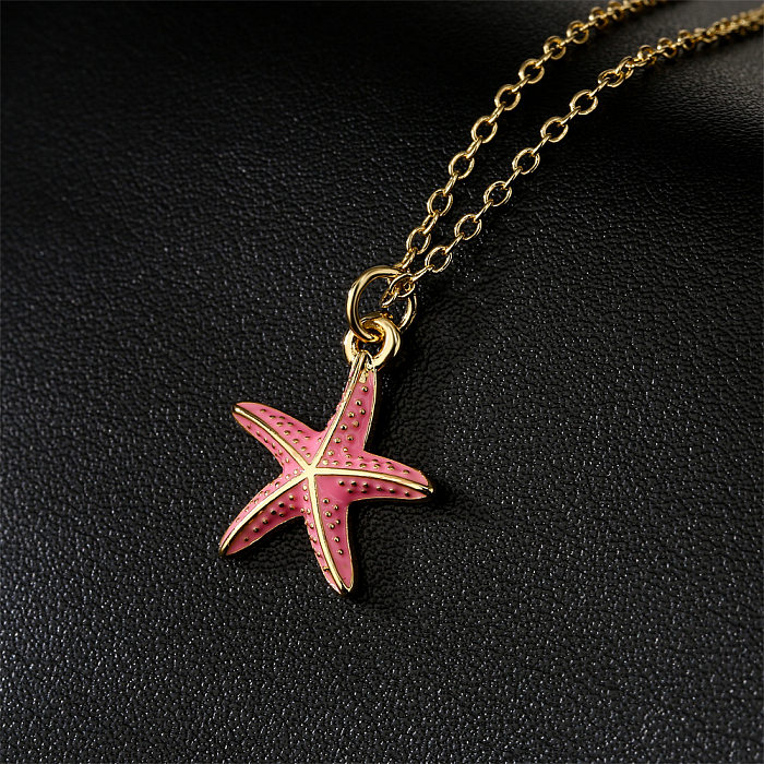New Copper-plated 18K Gold Starfish Pendant Women's Necklace