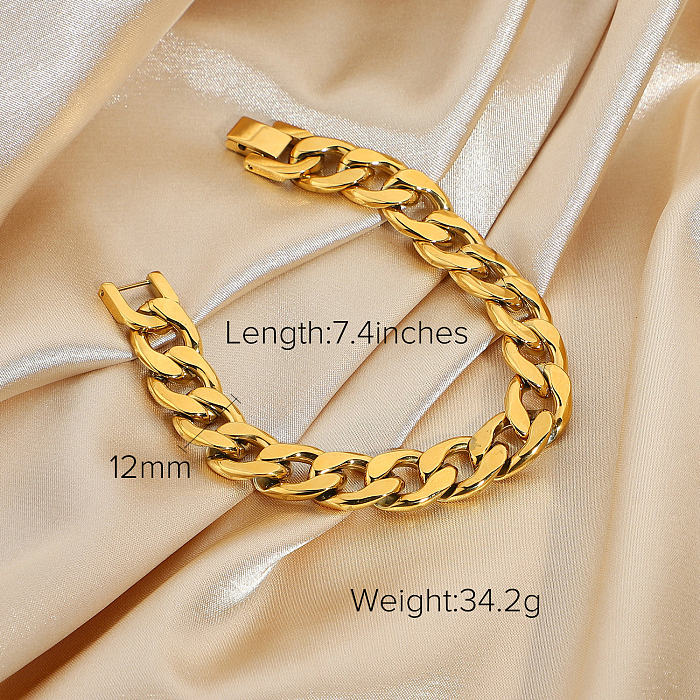 1 Piece Hip-Hop Solid Color Stainless Steel Buckle Chain Bracelets Necklace