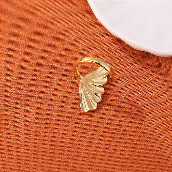 IG Style Basic Modern Style Ginkgo Leaf Stainless Steel Gold Plated Open Rings In Bulk