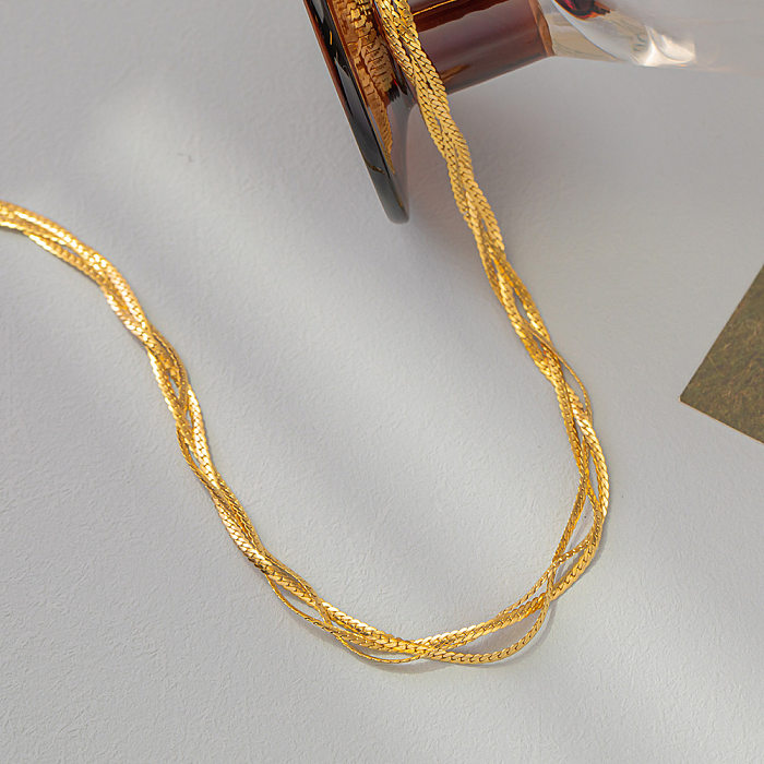 Colar de pulseiras de chapeamento de aço de titânio de cor sólida estilo clássico básico