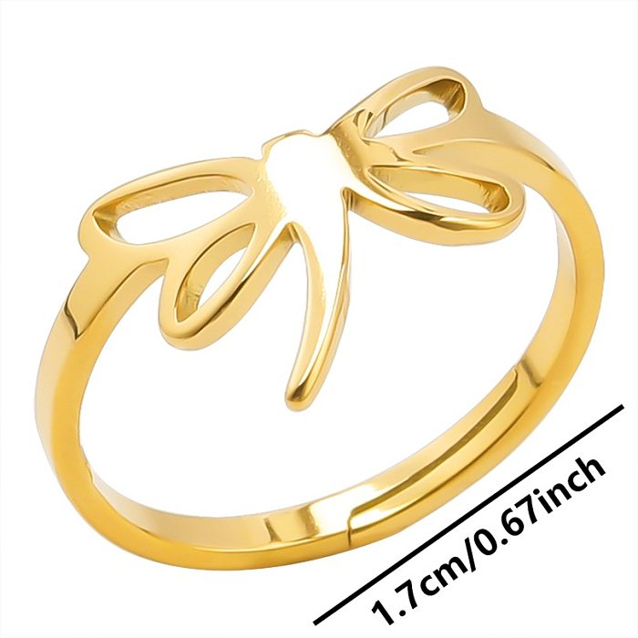 Commute Solid Color Bow Knot Stainless Steel Plating Gold Plated Rings