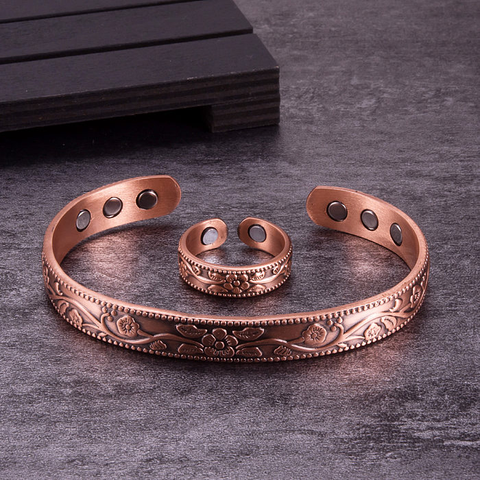 Pulseras de anillos magnéticos de cobre, Material magnético geométrico, estilo Simple, ropa de calle