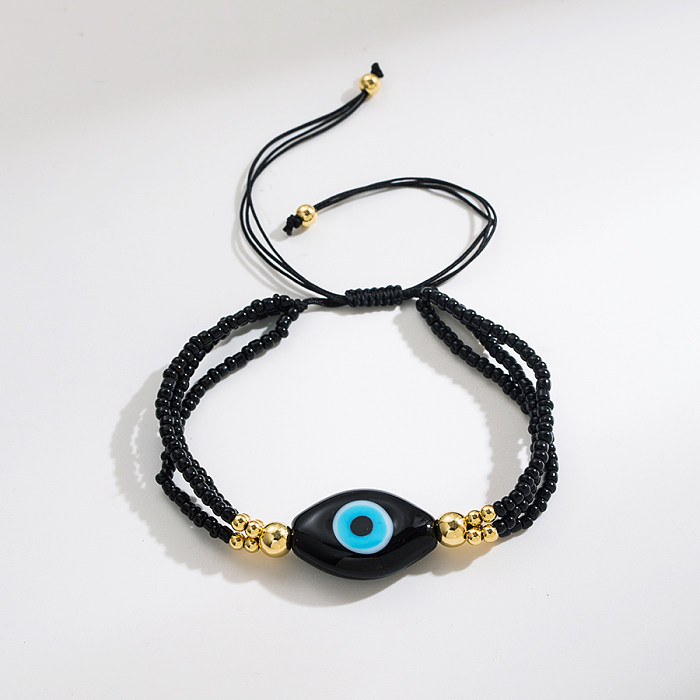 Fashion Devil'S Eye Glass Rope Copper Beaded Bracelets 1 Piece