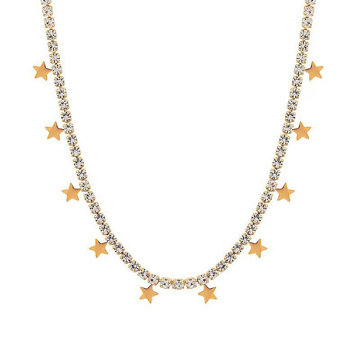 Lady Star Titanstahl-Beschichtung, Intarsien, künstliche Edelsteine, Armbänder, Halskette