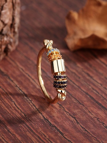 Vintage Style Simple Style Commute Circle Copper Plating Inlay Zircon 18K Gold Plated Rings