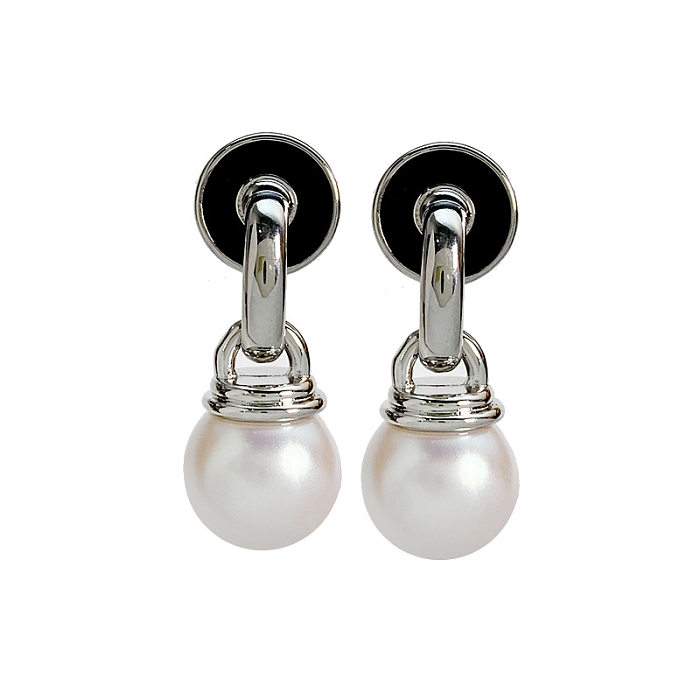 1 Pair Elegant Geometric Plating Inlay Copper Artificial Pearls Drop Earrings