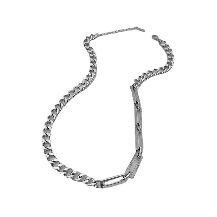 Collar de pulseras de mujer de acero titanio geométrico Hip-Hop de 1 pieza
