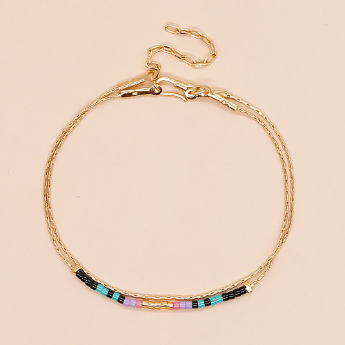 Elegant Simple Style Color Block Glass Copper Beaded Bracelets