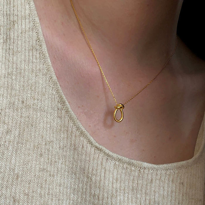 Collier pendentif en cuivre plaqué or blanc avec nœud de Style Simple, en vrac