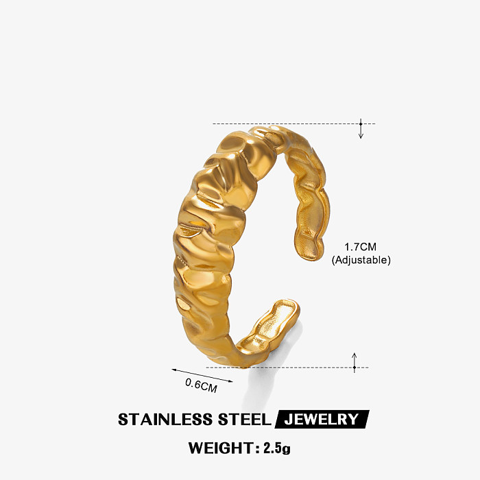 Anéis abertos banhados a ouro 18K com revestimento de aço inoxidável de cor sólida hip-hop