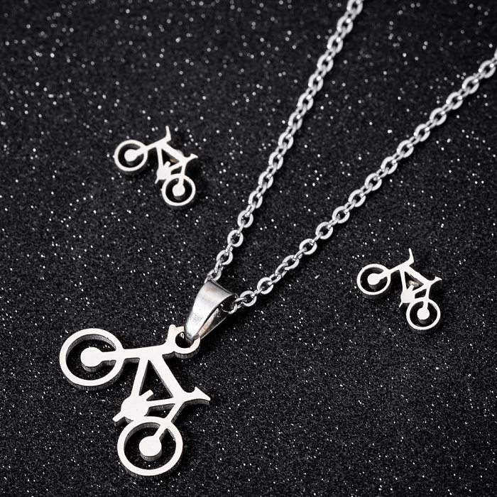 Fashion Bicycle Stainless Steel Hollow Out Jewelry Set 1 Set