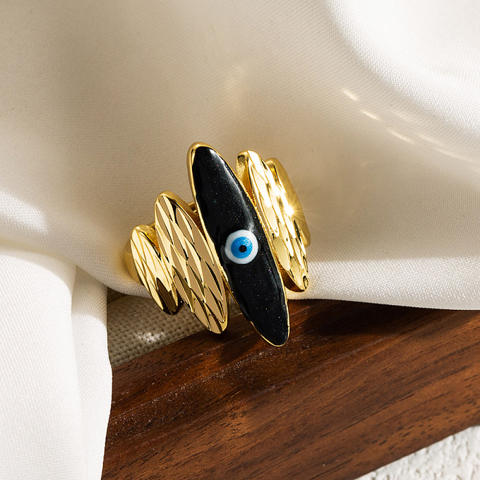 Classic Style Devil'S Eye Copper Enamel Plating 18K Gold Plated Open Ring