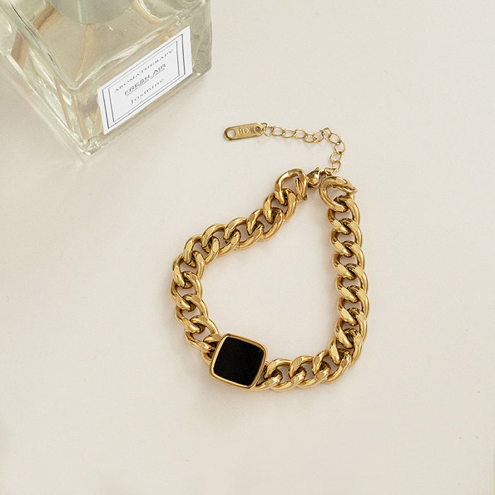 Dicke Halskette aus Titanstahl, tropfendes Öl, schwarze quadratische Schlüsselbeinkette