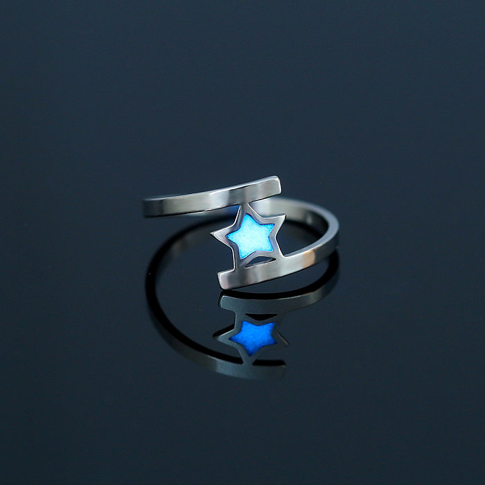 1 Piece Sweet Star Butterfly Stainless Steel Plating Zircon Rings