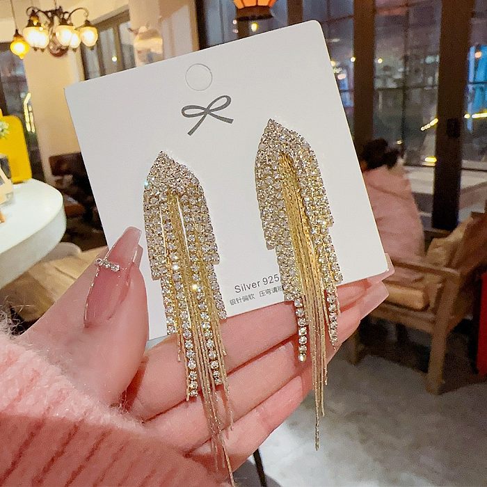 1 Pair Glam Geometric Plating Inlay Copper Artificial Pearls Rhinestones Earrings