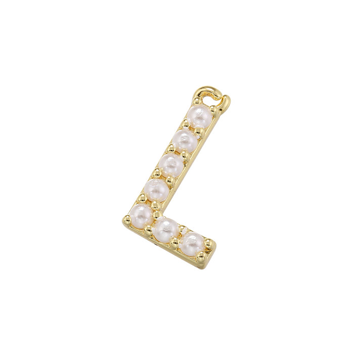 Casual Elegant Simple Style Letter Copper Plating Inlay Artificial Pearls 18K Gold Plated Charms