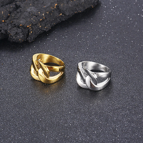 Wholesale Simple Style Cross Solid Color Titanium Steel Polishing Open Rings