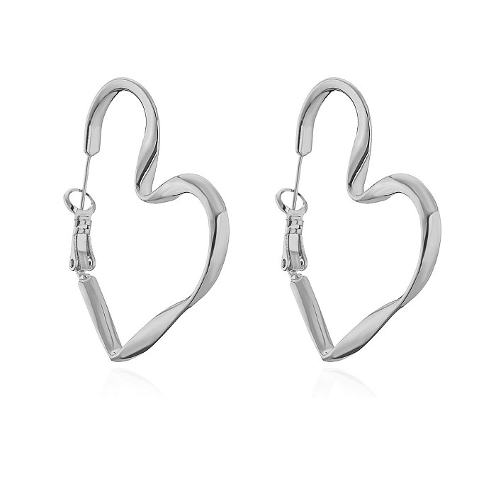 1 Pair Elegant Heart Shape Plating Copper 18K Gold Plated Hoop Earrings