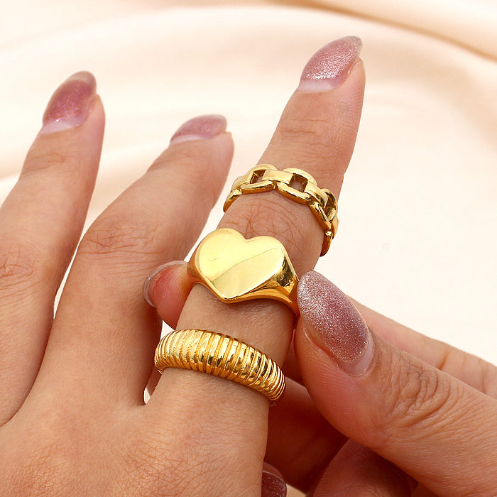 Simple Style Heart Shape Stainless Steel Rings Stainless Steel Rings
