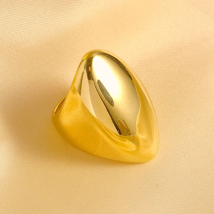 خواتم مطلية بالذهب مطلية بالذهب على شكل بيضاوي من الفولاذ المقاوم للصدأ بأسلوب بسيط