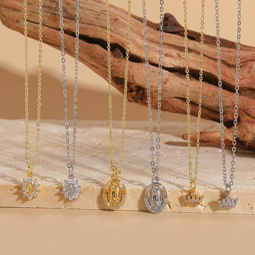 Amazon Neue Jungfrau Maria Zirkon Kleine Anhänger Halskette Weibliche Nische Design Kupfer Halskette
