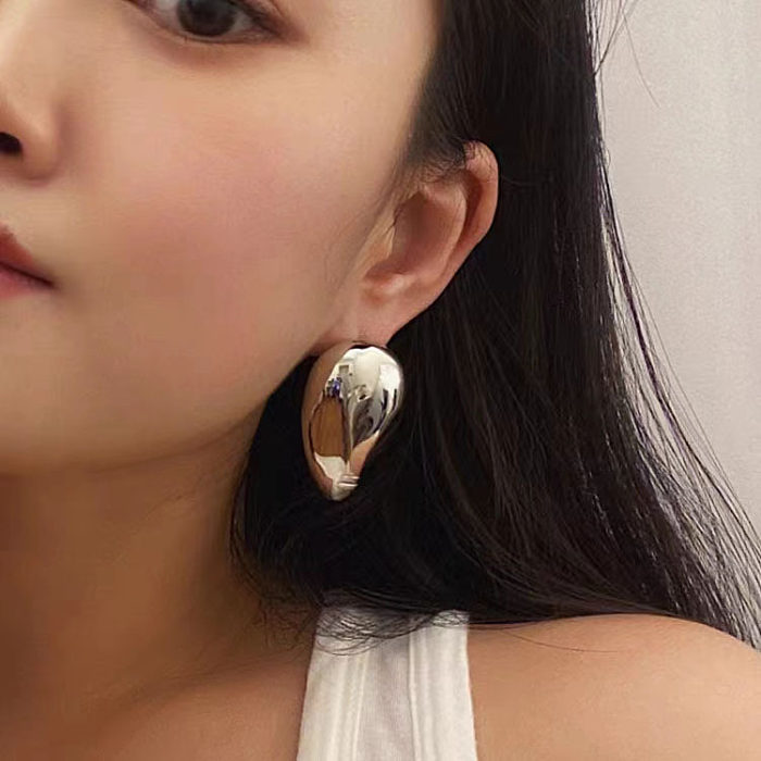 1 Pair Vintage Style Simple Style Water Droplets Solid Color Plating Copper Ear Studs