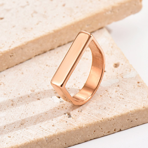 Simple Style Solid Color Stainless Steel Polishing Plating Rose Gold Plated Rings