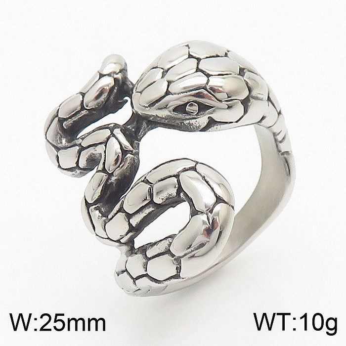Wholesale Simple Style Solid Color Snake Titanium Steel Polishing Rings